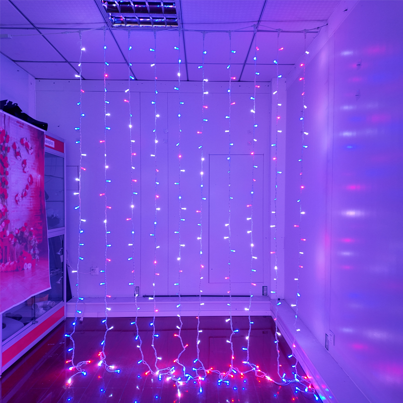 7색 동기식 RGB 제어 커튼 조명 스트링